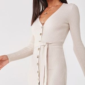 Ribbed Button-Down Sweater Dress